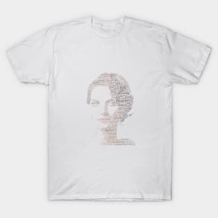 Woman Portrait Silhouette Shape Text Word Cloud T-Shirt